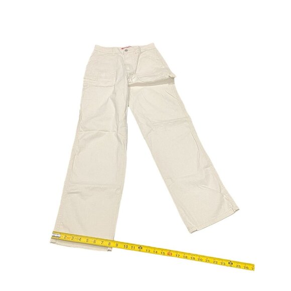 Union Bay Womens 0/24 Cream Relaxed Fit Straight Carpenter Style Cargo Pants Y2K - Picture 6 of 10